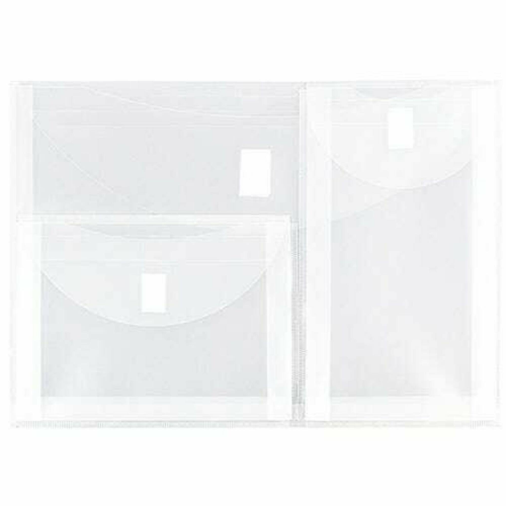 JAM Paper 9.75" x 13" Clear Plastic 3 Pocket Velcro® Brand Closure Booklet Envelopes, 10ct.